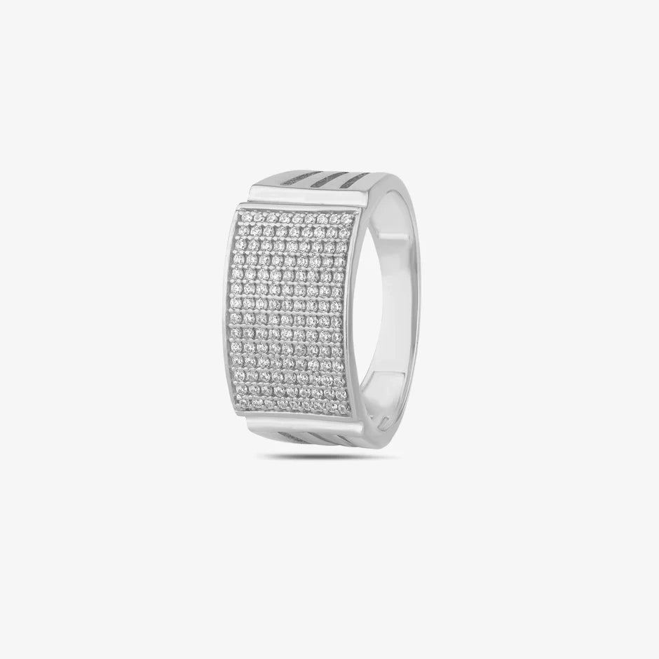 Silver Square CZ 925 Sterling Silver Ring for Men