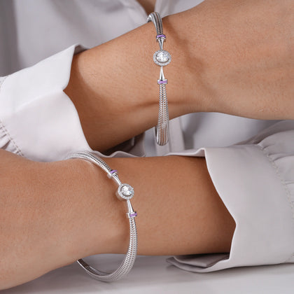 Aura Sparkle 925 Silver Mesh Bangle for Women