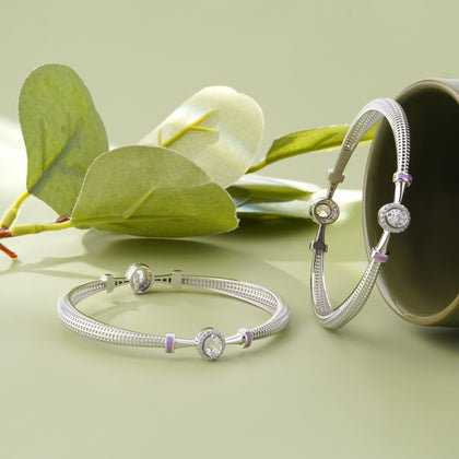 Aura Sparkle 925 Silver Mesh Bangle for Women