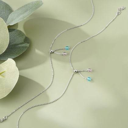 Aurora Twin Diamond Drop 925 Sterling Silver Anklet for Women