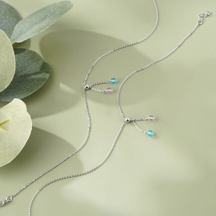 Crystal Drop Charm Silver Anklets for Women