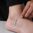Crystal Drop Charm Silver Anklets for Women