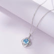 Azure Bloom Blue Diamond Floral Silver Pendant Necklace