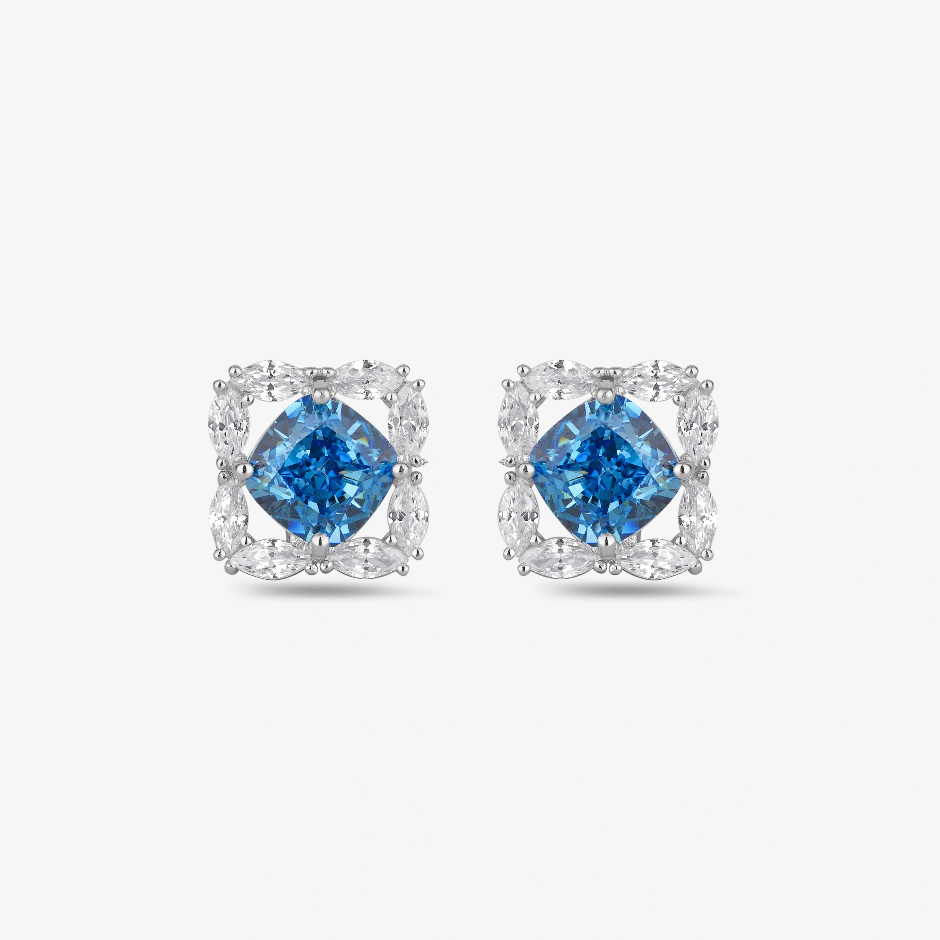 Blue gemstone 925 sterling silver stud earrings for women
