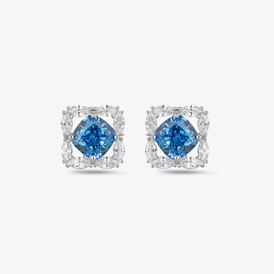 Blue gemstone 925 sterling silver stud earrings for women