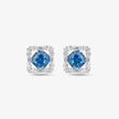 Blue gemstone 925 sterling silver stud earrings for women