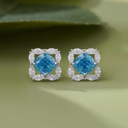 Blue gemstone 925 sterling silver stud earrings for women