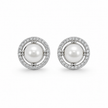 Classic Pearl Halo 925 Sterling Silver Stud Earrings for Women