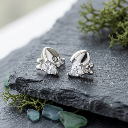 Sparkling Strawberry CZ 925 Sterling Silver Stud Earrings for Women