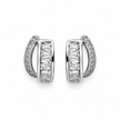 925 Sterling Silver Baguette CZ Half Hoop Stud Earrings for Women