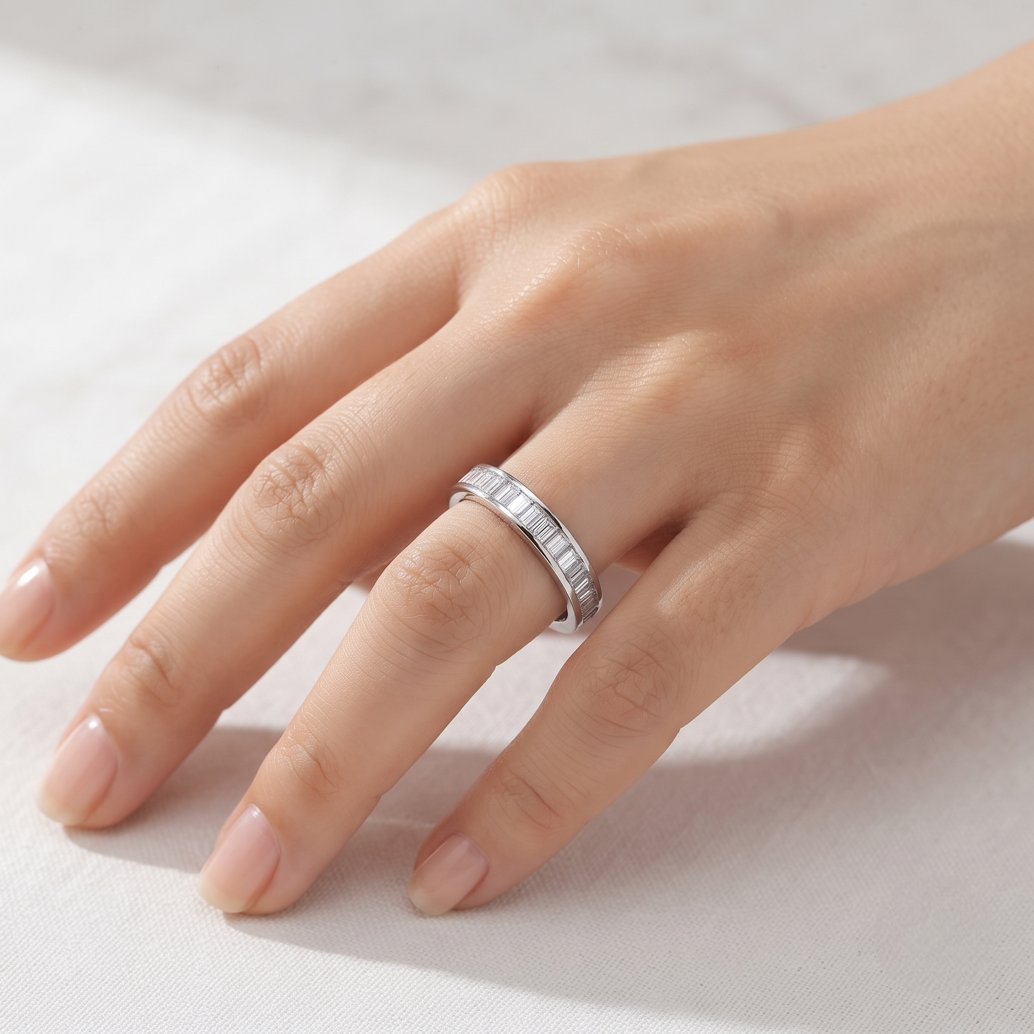 Baguette CZ Eternity 925 Sterling Silver Ring for Women