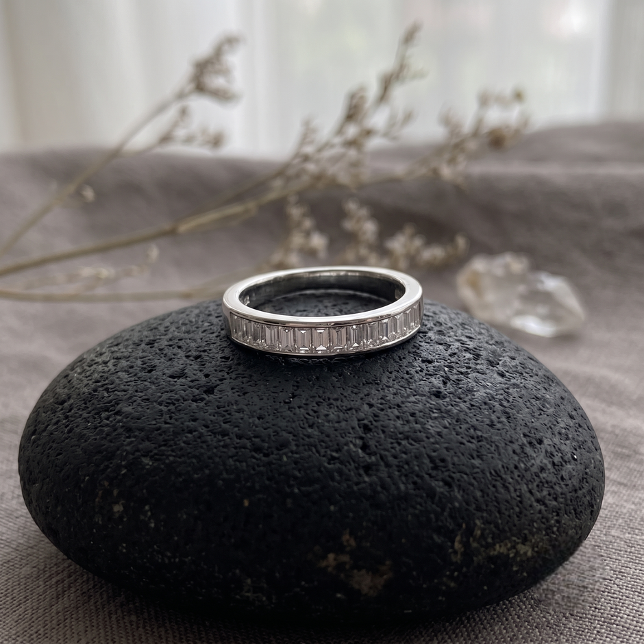 Baguette CZ Eternity 925 Sterling Silver Ring for Women