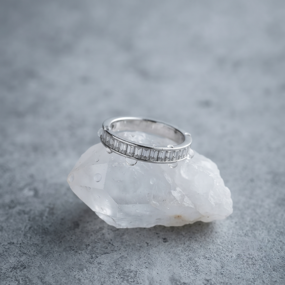 Baguette CZ Eternity 925 Sterling Silver Ring for Women