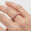 925 Sterling Silver Rose Gold Baguette CZ Eternity Band Ring.