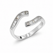 925 Sterling Silver Open Ring with Curved Baguette Cut CZ Stones.