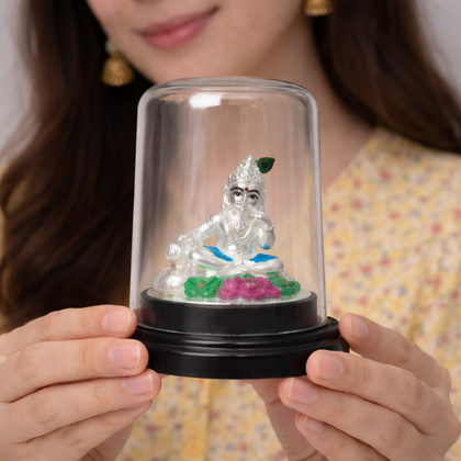 Bal Krishna Silver Murti in Glass Dome