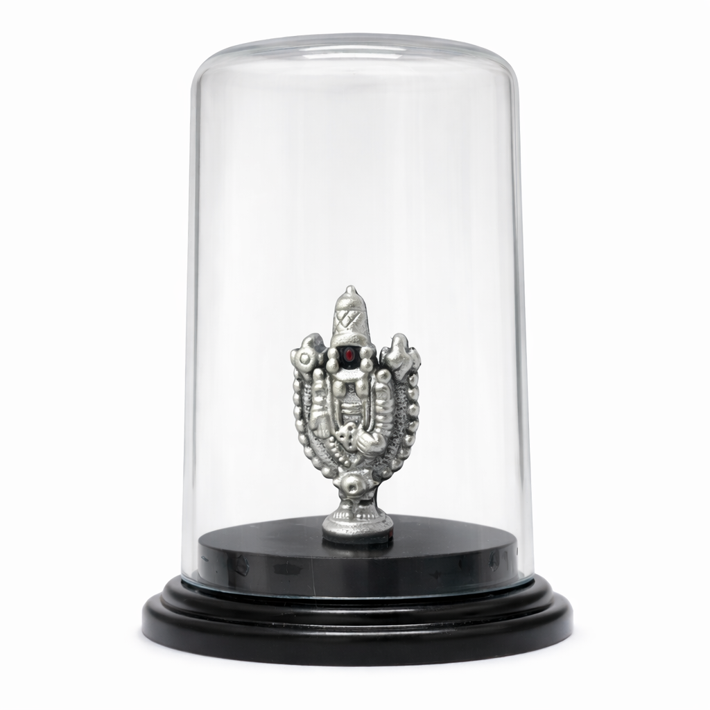 Balaji Ji Silver Idol with Glass Dome