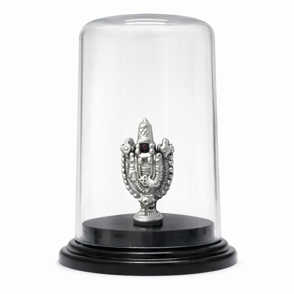 Balaji Ji Silver Idol with Glass Dome