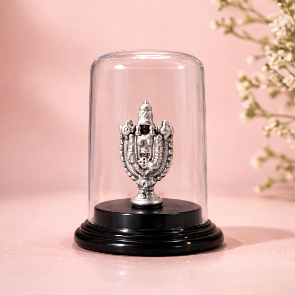 Balaji Ji Silver Idol with Glass Dome