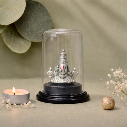 Balaji Silver Murti in Glass Dome