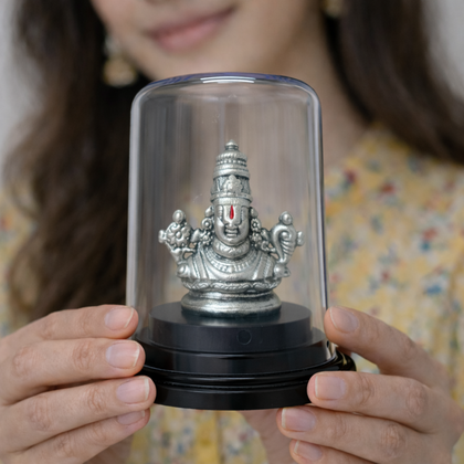 Balaji Silver Murti in Glass Dome