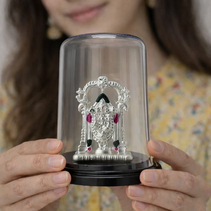 Balaji devotional murti elegant glass dome home decor