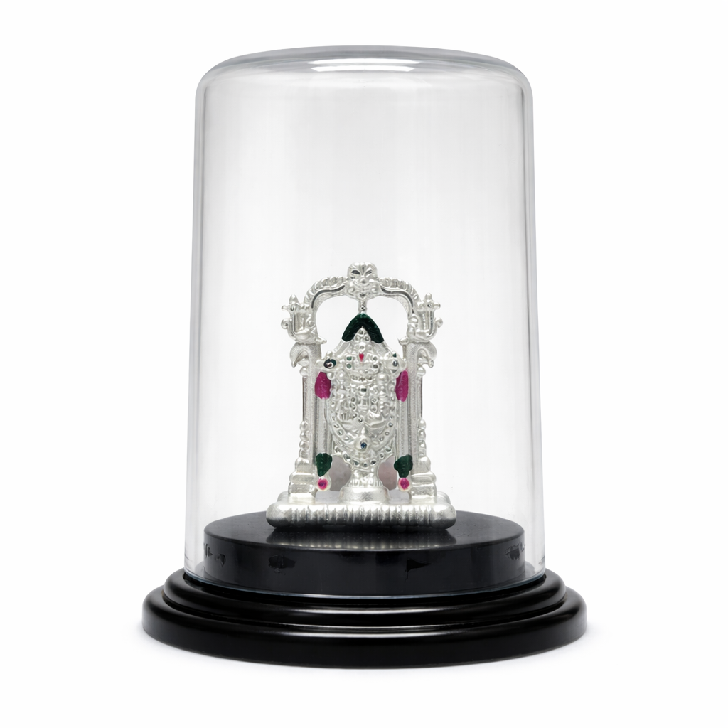 Balaji devotional murti elegant glass dome home decor