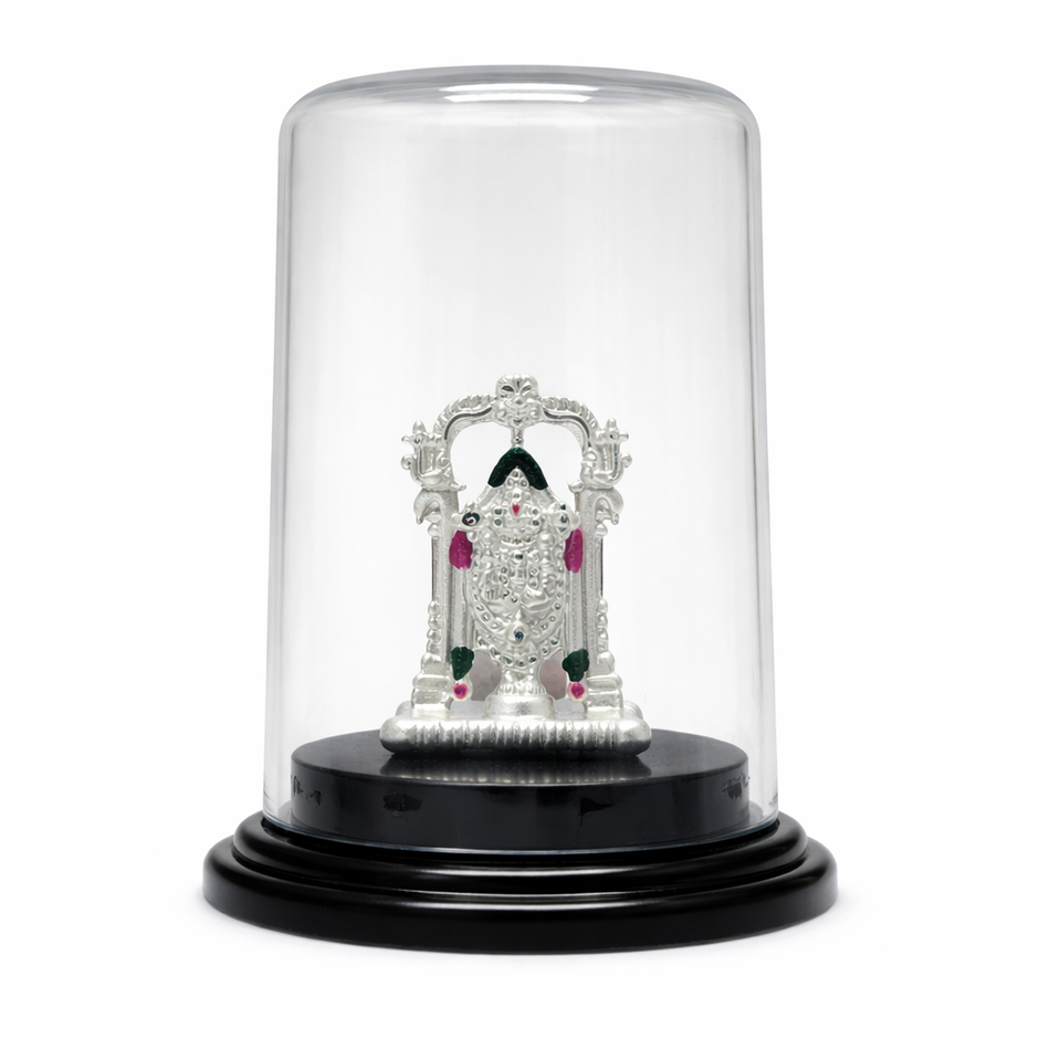 Balaji devotional murti elegant glass dome home decor