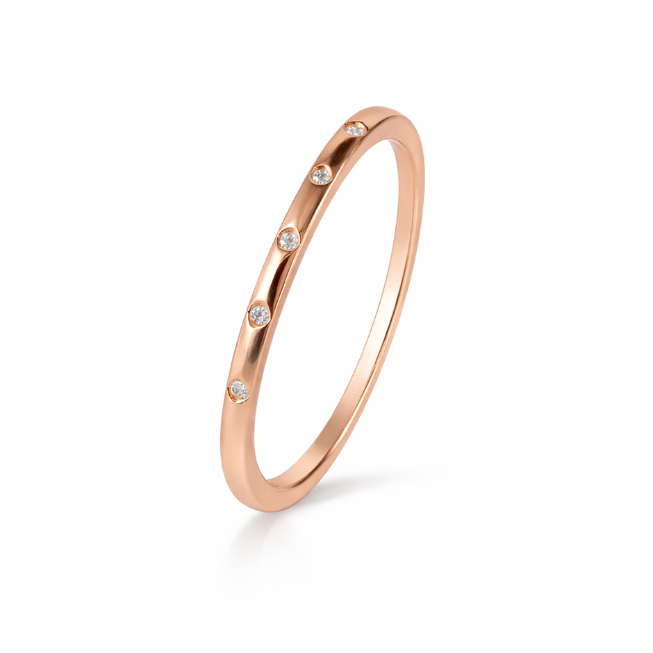 Rose Gold Minimal CZ Ring on Hand