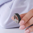 Black 925 sterling silver men’s statement ring with stone design