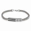 Black Enamel Braided Chain Statement Bracelet for Men 925 Sterling Silver CZ Bracelet