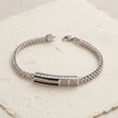 Black Enamel Braided Chain Statement Bracelet for Men 925 Sterling Silver CZ Bracelet