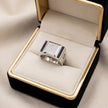 Silver Rectangle Black CZ 925 Sterling Silver Ring for Men
