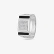 Silver Rectangle Black CZ 925 Sterling Silver Ring for Men
