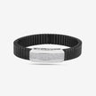 Black Rubber Curved CZ 925 Sterling Silver Bracelet for Men