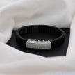 Black Rubber Curved CZ 925 Sterling Silver Bracelet for Men