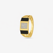 Bold Luxe Black Diamond CZ Gold Plated 925 Sterling Silver Ring for Men | Geometric Statement Ring with Sparkling CZ Stones | Premium Designer Jewellery for Him