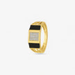 Black Enamel CZ Diamond – 925 Sterling Silver Gold Ring for Men
