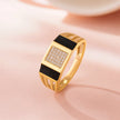 Black Enamel CZ Diamond – 925 Sterling Silver Gold Ring for Men