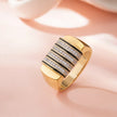 Premium Gold-Tone Ring with CZ Lines