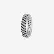 Round Diamond Silver Band Ring on Hand