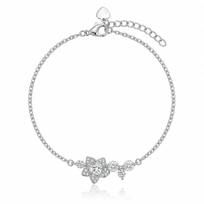 Floral CZ 925 Sterling Silver Bracelet for Women