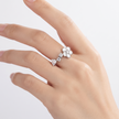 925 Sterling Silver Floral Ring with White Enamel Flower and Clear CZ Stones