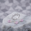 925 Sterling Silver Floral Ring with White Enamel Flower and Clear CZ Stones