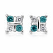 Blue Diamond Square Cluster 925 Sterling Silver Stud Earrings for Women