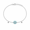 Blue Evil Eye Flower Charm 925 Sterling Silver Bracelet for Women
