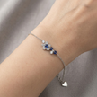 Blue Floral Sapphire Charm 925 Sterling Silver Bracelet for Women