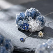 Blue Flower Drop Diamond 925 Sterling Silver Pendant Chain for Women