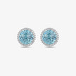 Blue Halo Round Stud Earrings