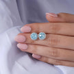 Blue Halo Round Stud Earrings